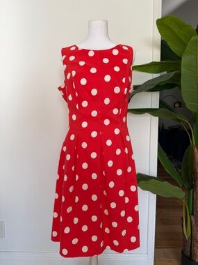 AGB Orange Dress with White Polka Dots - Sleeveless Midi